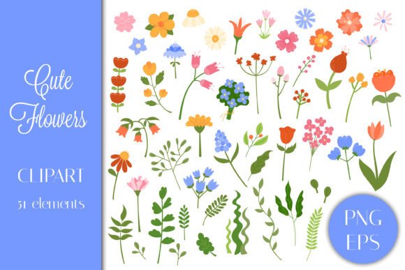 Download Cute Flowers PNG EPS Clipart Bundle - Clip Collection