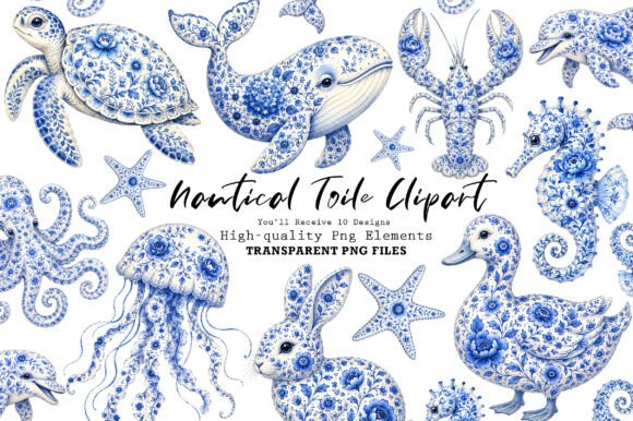 Download Chinoiserie Blue Sea Animals Clipart PNG - Clip Collection