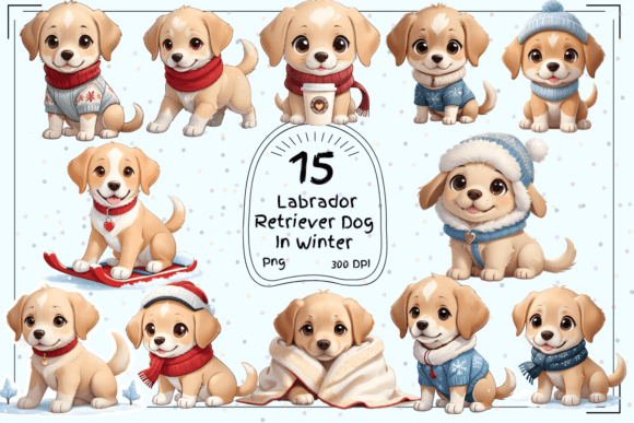 Download Labrador Retriever Dog in Winter Clipart - Clip Collection