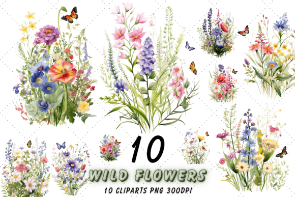 Download Watercolor Wild Flowers Clipart Bundle - Clip Collection