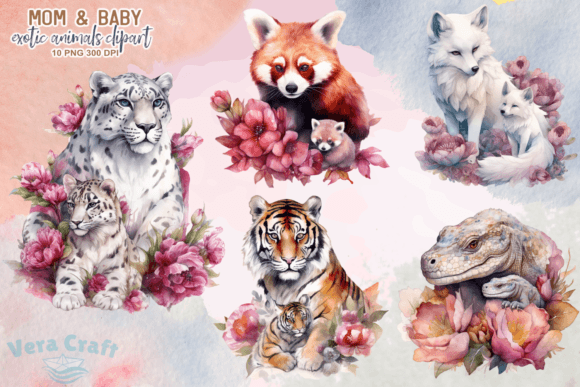 Download Mom &amp; Baby Exotic Animals Clipart - Clip Collection