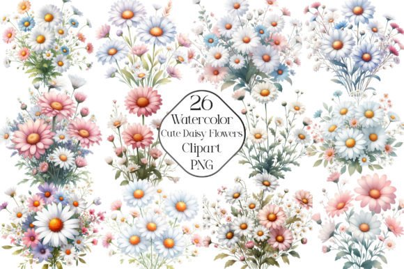 Download Watercolor Daisy Cute Flowers Clipart - Clip Collection