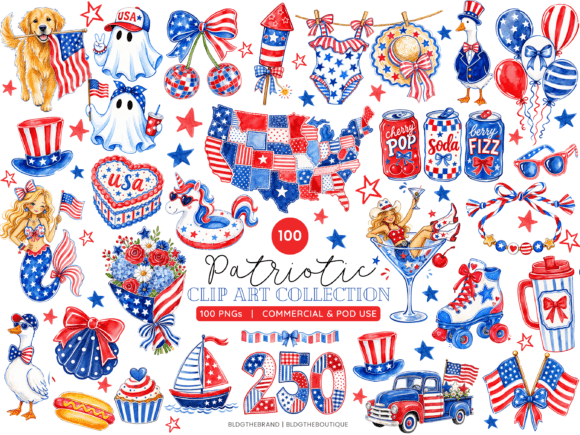 Download Preppy 4th of July Patriotic Clip Art - Premium Resources
