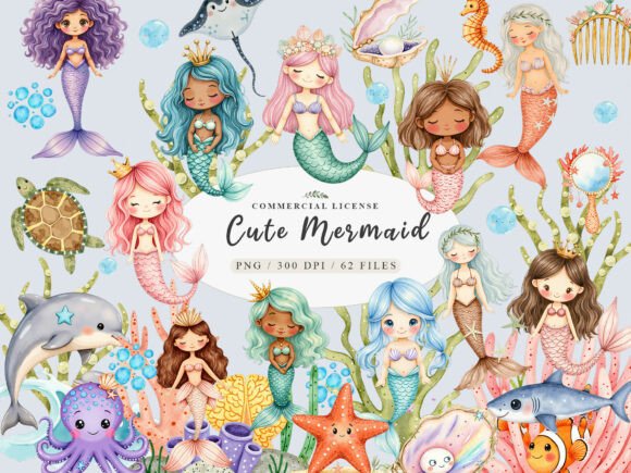 Download Watercolor Pastel Baby Mermaid Clipart, - Clip Collection