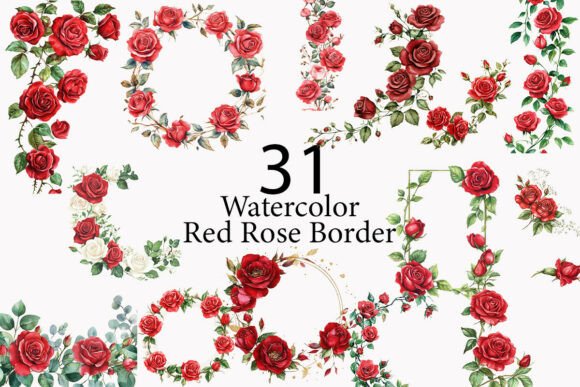 Download Red Rose Border Watercolor Clipart  - Clip Collection
