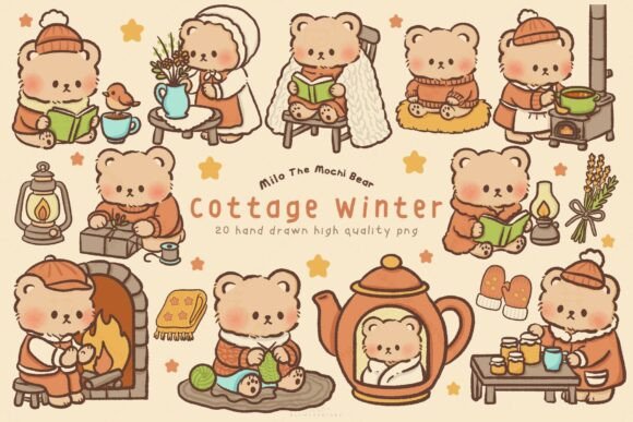 Download Kawaii Bear Cottage Winter Clipart - Clip Collection
