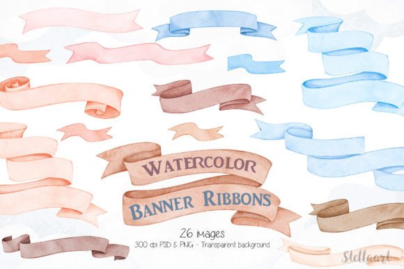 Download Watercolor Banner Ribbons Clipart - Clip Collection
