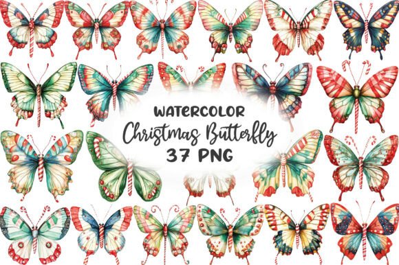 Download Watercolor Christmas Butterfly Clipart - Clip Collection