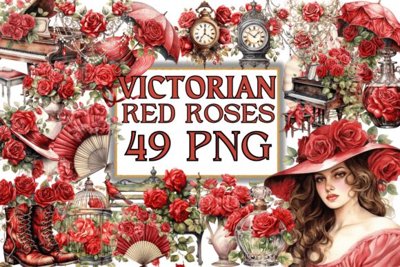 Download Vintage Victorian Red Roses Clipart - Clip Collection